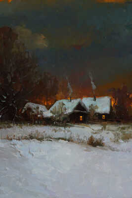 Быков Виктор Александрович. Вечер на окраине деревни 